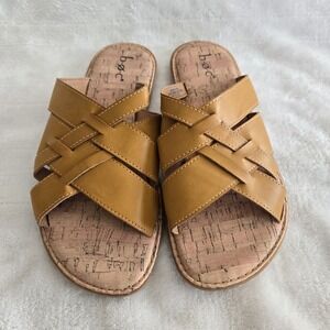 B.O.C Women's Mona‎ Flat Strappy Open Toe Brown Slide Sandals 8M Casual  Slip-on